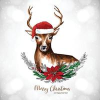 cerf mignon pour fond de carte de fête joyeux noël vecteur