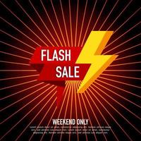 affiche ou bannière d'achat de vente flash avec icône flash et texte sur fond jaune, rouge, noir. conception de modèle de bannière de vente flash pour les médias sociaux et les sites Web. campagne d'offre spéciale de vente rapide vecteur