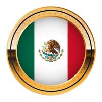emblème du drapeau mexicain, modèle de médaille d'or, drapeau de la coupe du monde, icône du tiers inférieur vecteur