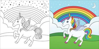 coloriages licorne vecteur