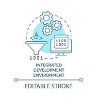 icône de concept turquoise environnement de développement intégré. compétences en programmation idée abstraite illustration en ligne mince. dessin de contour isolé. trait modifiable. vecteur