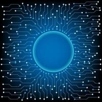 concept de vecteur d'hologramme de carte de circuit électronique circulaire ai hud pour l'écran d'affaires de fond d'élément technologique futur