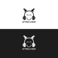 conception simple du logo du streamer gamer vecteur