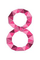 style polygone rose néon numéro 8 isolé sur fond blanc. numéros d'apprentissage, numéro de série, prix, lieu vecteur