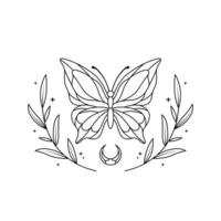 création de logo papillon floral monochrome pour tatouage d'entreprise ou d'entreprise vecteur