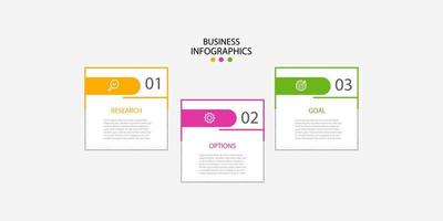 vecteur de modèle de conception d'infographie d'entreprise moderne avec des icônes et 3 options ou étapes. peut être utilisé pour le diagramme de processus, les présentations, la mise en page du flux de travail, la bannière, l'organigramme, le graphique d'informations.eps10 vecteur