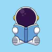 mignon astronaute lecture livre dessin animé mascotte doodle art dessinés à la main concept vecteur kawaii icône illustration