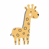 jolie girafe sur fond blanc. illustration vectorielle de griffonnage. affiche pour crèche. animal africain. vecteur