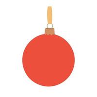 la boule de sapin de noël est rouge. décoration d'arbre de noël mis en évidence sur un fond blanc. un symbole d'une bonne année, célébration des vacances de noël, hiver. conception plate. illustration vectorielle vecteur