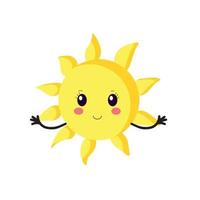 logo vectoriel de l'icône du soleil. silhouette d'un style kawaii. icône de soleil sur un fond blanc isolé