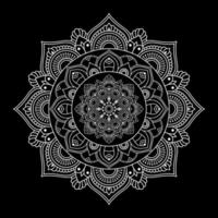 mandala blanc sur croquis de doodles au pochoir à motif noir, motifs d'ornement ronds pour le henné, mehndi, tatouage vecteur