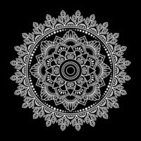 mandala blanc sur croquis de doodles au pochoir à motif noir, motifs d'ornement ronds pour le henné, mehndi, tatouage vecteur