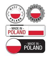 ensemble d'étiquettes fabriquées en pologne, logo, drapeau pologne, emblème du produit pologne vecteur