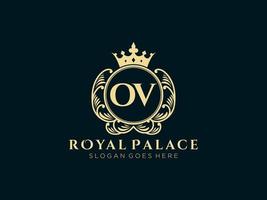 lettre o logo victorien de luxe royal antique avec cadre ornemental. vecteur