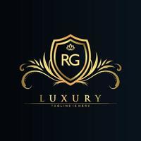 lettre rg initiale avec modèle royal.élégant avec vecteur de logo de couronne, illustration vectorielle de lettrage créatif logo.