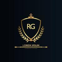lettre rg initiale avec modèle royal.élégant avec vecteur de logo de couronne, illustration vectorielle de lettrage créatif logo.