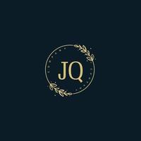 monogramme de beauté jq initial et création de logo élégante, logo manuscrit de la signature initiale, mariage, mode, floral et botanique avec modèle créatif. vecteur