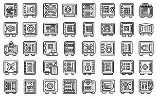 les icônes de la boîte de dépôt définissent le vecteur de contour. coffre-fort bancaire