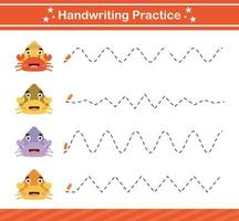 jeu de pratique de l'écriture manuscrite.jeu d'éducation pour la maternelle et l'école maternelle.page éducative pour les enfants vecteur
