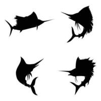 silhouette vectorielle de voilier et de poisson marlin, idéal à utiliser comme activité de pêche vecteur