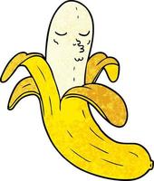 banane mignonne de dessin animé de texture grunge rétro vecteur