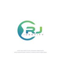 rj lettre initiale ligne circulaire modèle de logo vecteur avec dégradé de couleurs