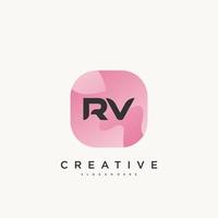 Éléments de modèle de conception d'icône de logo de lettre initiale rv avec art coloré de vague. vecteur