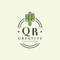 qr lettre initiale cactus vert logo vecteur