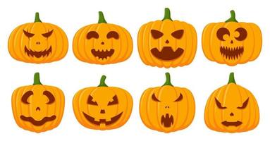 collection de visage de citrouille d'halloween, illustration vectorielle vecteur