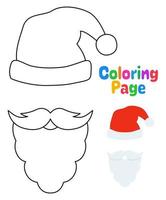 coloriage avec barbe avec chapeau de noël pour les enfants vecteur