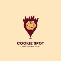 logo de tache de biscuit. logo de pâte à biscuits avec illustration d'icône de point précis vecteur