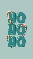 noël ho ho ho illustration plate. bonbons rayés de noël. design pastel minimaliste pour fond d'écran de téléphone, affiches, imprimés, cartes postales et cartes de vœux. concept de vacances d'hiver. vecteur