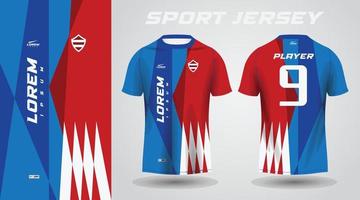 conception de maillot de sport chemise bleu rouge vecteur