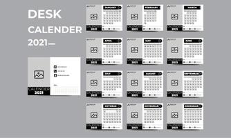 ensemble de calendrier 2021 gris, blanc et noir vecteur