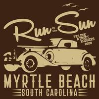 t-shirt run sun myrtle beach vector