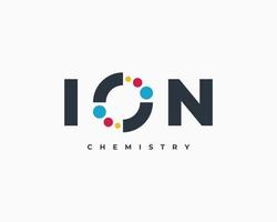 ion chimie atome science molécule recherche chimique typographie lettrage création de logo vectoriel