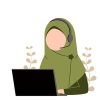 illustration d'une femme musulmane travaillant en ligne vecteur
