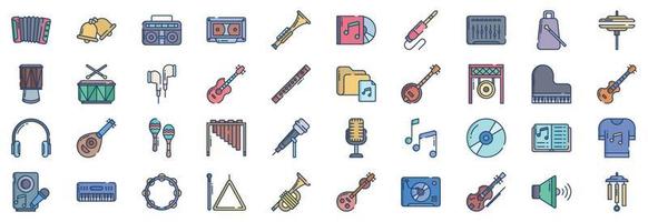 collection d'icônes liées à l'instrument de musique, y compris des icônes comme l'accordéon, la cloche, la boombox, etc. illustrations vectorielles, ensemble parfait de pixels vecteur