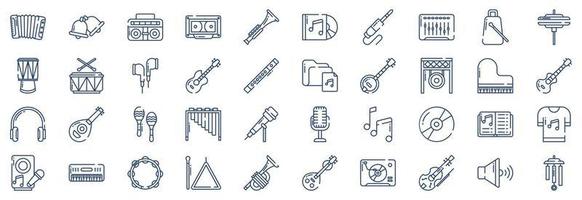 collection d'icônes liées à l'instrument de musique, y compris des icônes comme l'accordéon, la cloche, la boombox, etc. illustrations vectorielles, ensemble parfait de pixels vecteur
