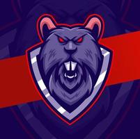 création de logo esport de mascotte de personnage de rat en colère agressif pour le jeu et le sport vecteur