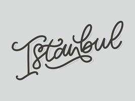 Istanbul. lettrage à la main. logo vectoriel d'istanbul en couleur noire avec mouettes sur fond blanc. produits souvenirs, emblème de bannière, blog de voyage médias sociaux, brochure, dépliant. illustration numérique.