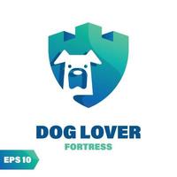 logo de la forteresse des amoureux des chiens vecteur