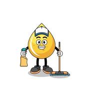 mascotte de personnage de goutte de miel en tant que service de nettoyage vecteur