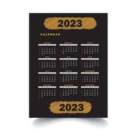 fond noir nouveau calendrier 2023 vecteur