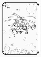 joli avion drôle et heureux avec espace et coloriage de galaxie pour les enfants vecteur