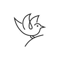 oiseau dessin au trait logo icône et symbole vecteur modèle