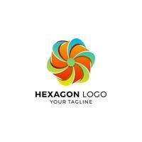 illustration vectorielle de conception de logo hexagonal coloré vecteur
