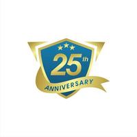 modèle de logo anniversaire 25 ans d'or vecteur