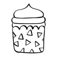 petits gâteaux de ligne noire sur fond blanc. style de dessin animé dessiné à la main. doodle pour la coloration, la décoration ou tout autre design. illustration vectorielle de l'art de l'enfant. vecteur