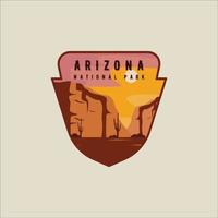 conception graphique du modèle d'illustration vectorielle du logo de l'emblème de l'arizona. patch d'autocollant de parc national de signe ou de symbole pour l'agence de voyage vecteur